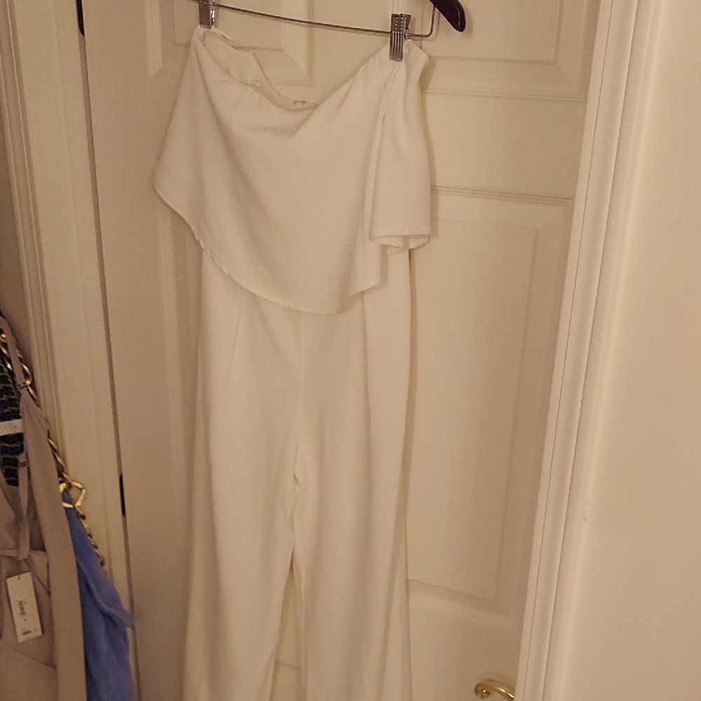 Sugarlips White Off-Shoulder Wide-Leg Jumpsuit